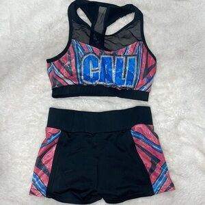 California All-Stars Cheer Sports Bra Size: YM Bottoms: YL💙💕
